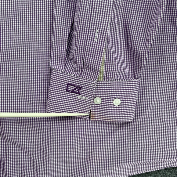 Cutter & Buck Purple White Gingham Plaid Button Up Long Sleeve Men’s 4XB Career - Picture 10 of 11